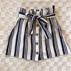 Forever 21 Stripped Paper Waist Button Down Mini Skirt
